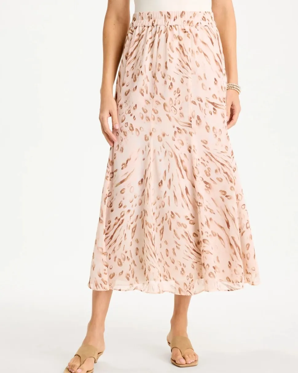 Cheetah Pull-On Godet Skirt