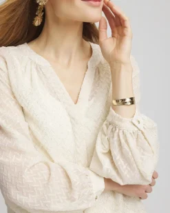 Chevron Blouson Sleeve Blouse