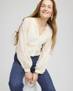 Chevron Blouson Sleeve Blouse