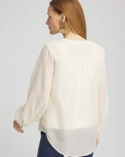 Chevron Blouson Sleeve Blouse