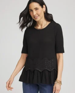 Chevron Sequin Peplum Linen Tee