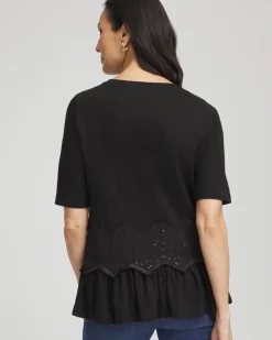 Chevron Sequin Peplum Linen Tee