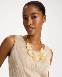 Chico's Originals Neutral Stone Bib Necklace