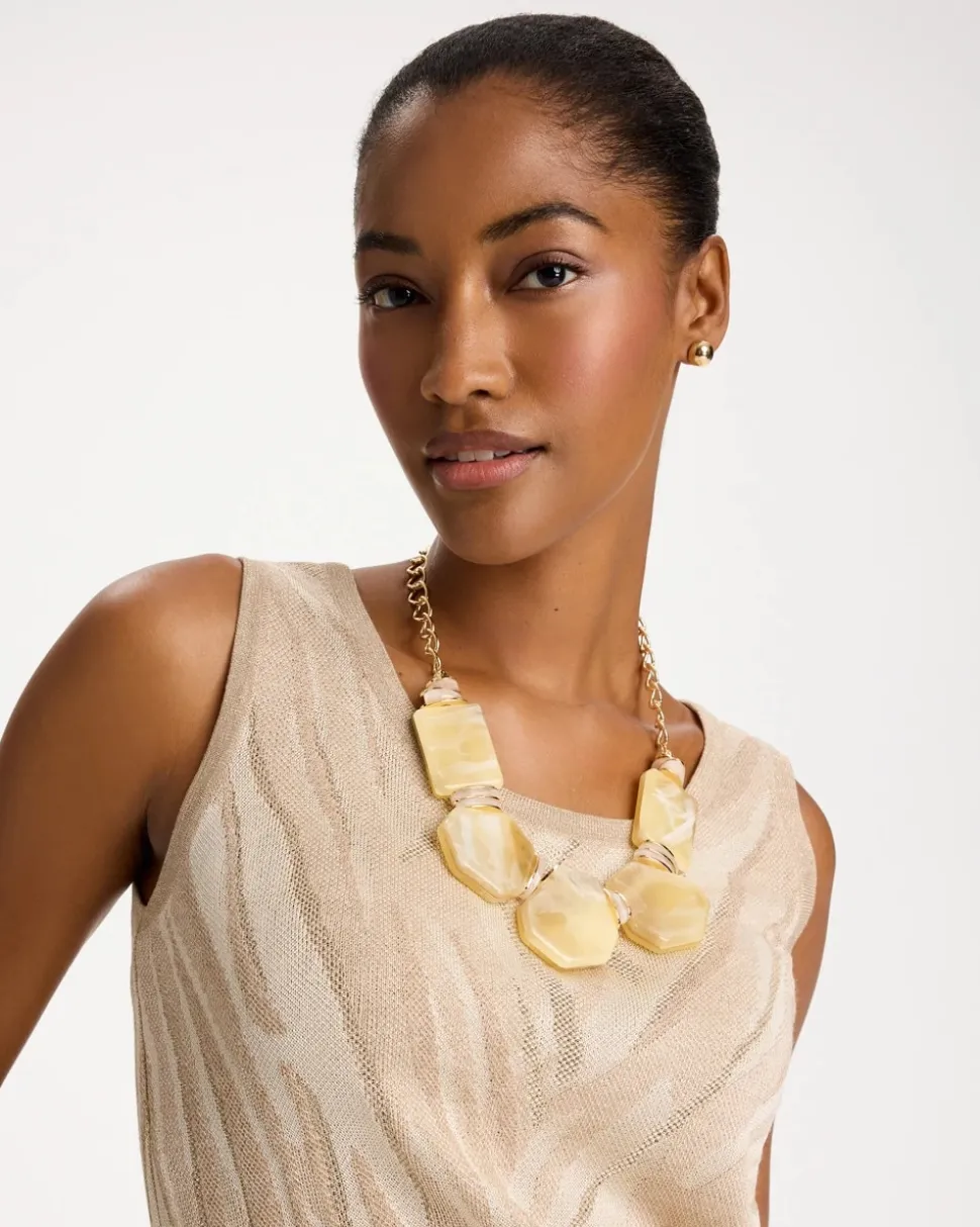 Chico's Originals Neutral Stone Bib Necklace