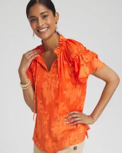 Chiffon Ruffle Neck Blouse