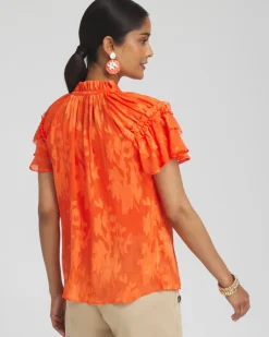 Chiffon Ruffle Neck Blouse