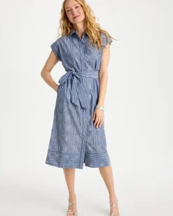Clip Jacquard Denim Shirtdress