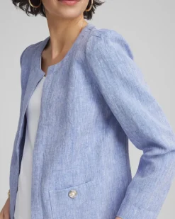Collarless Linen Blazer