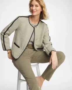 Collarless Quilted Box Jacket
