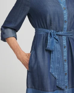 Colorblock Chambray Dress