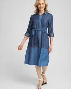 Colorblock Chambray Dress