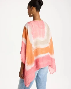 Color-Blocked Border Poncho