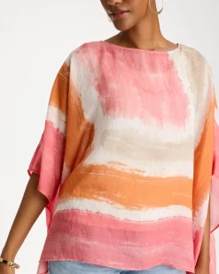 Color-Blocked Border Poncho