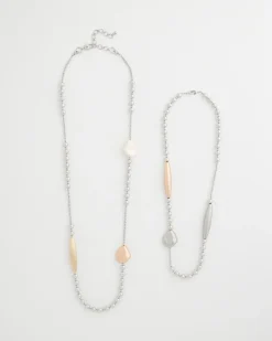 Copper and Silver Double Strand Necklace