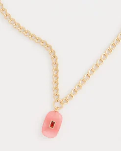 Coral Agate Short Pendant Necklace