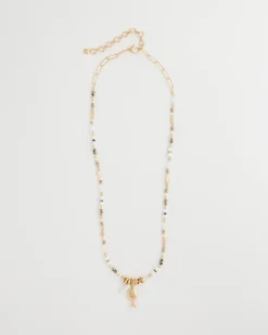 Coral Jade Stone Charm Necklace