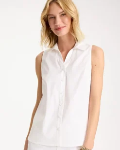 Cotton-Blend Classic Sleeveless Shirt
