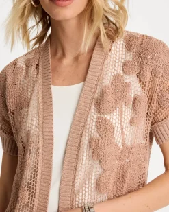 Cotton-Blend Crochet Cocoon Cardigan