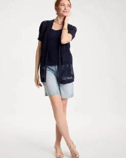 Cotton-Blend Crochet Cocoon Cardigan