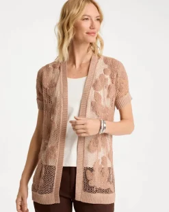 Cotton-Blend Crochet Cocoon Cardigan