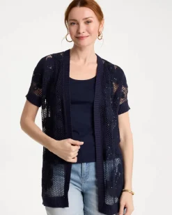 Cotton-Blend Crochet Cocoon Cardigan