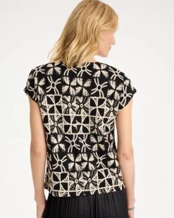 Cotton-Blend Crochet Dolman Tee