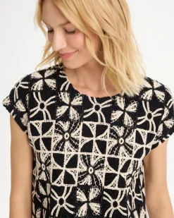 Cotton-Blend Crochet Dolman Tee