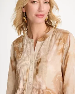 Cotton-Blend Pintuck Tunic