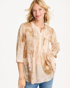 Cotton-Blend Pintuck Tunic
