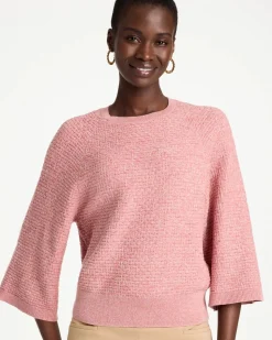 Cotton-Blend 3/4 Sleeve Pullover