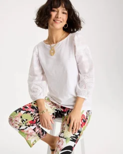 Cotton Eyelet Sleeve Tee
