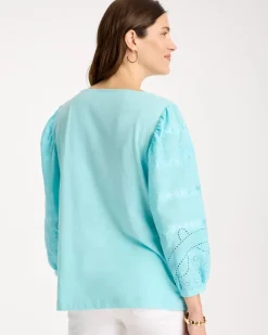 Cotton Eyelet Sleeve Tee