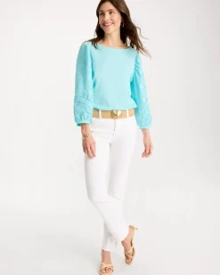 Cotton Eyelet Sleeve Tee