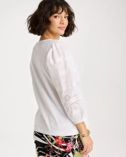 Cotton Eyelet Sleeve Tee
