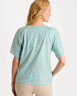 Cotton Foiled Shirred Tee
