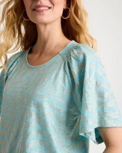 Cotton Foiled Shirred Tee