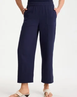 Cotton Gauze Tapered Crop Pant