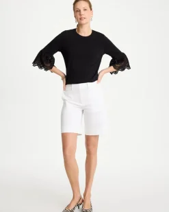 Cotton Lace Flutter Sleeve Tee