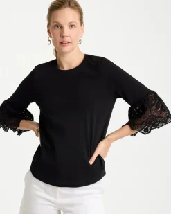 Cotton Lace Flutter Sleeve Tee