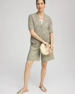 Cotton-Linen Pull-On Utility Shorts