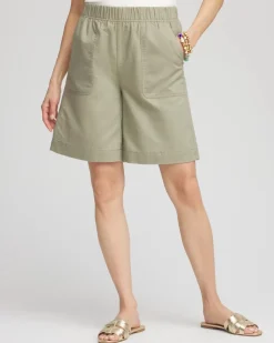 Cotton-Linen Pull-On Utility Shorts