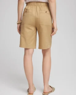 Cotton-Linen Pull-On Utility Shorts