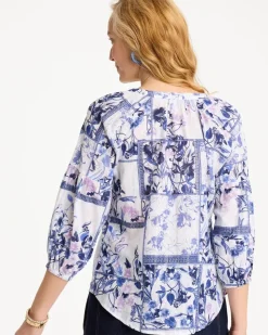 Cotton Printed Billow Sleeve Blouse