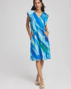 Cotton-Silk Voile Popover Dress