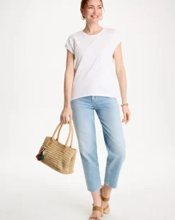 Cotton Slub Embroidered Wedge Tee