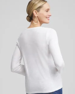 Cotton Slub 3/4 Sleeve Button Tee