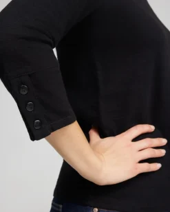 Cotton Slub 3/4 Sleeve Button Tee