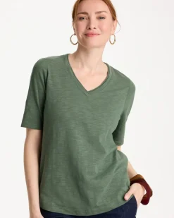 Cotton Slub V-Neck Tee