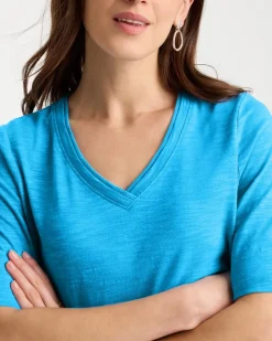 Cotton Slub V-Neck Tee