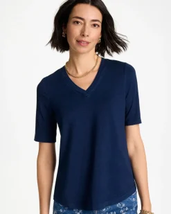 Cotton Slub V-Neck Tee